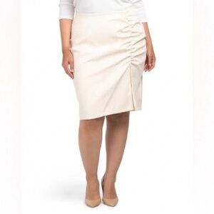 JUST ONE | Plus Faux Leather Skirt Bone Size 3X
